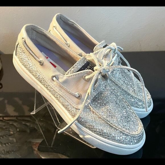 Sperry Top Sider Silver Sparkle Women’s Boat Shoes Size 6 - Picture 3 of 10